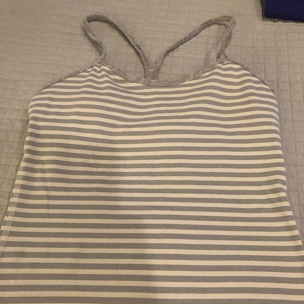 Gray stripe Lululemon Power Y Tank Size 6